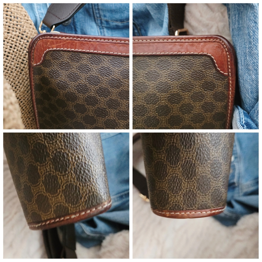 Authentic CELINE Macadam Vintage‎ Upcycled Clutch Crossbody Wallet WOC Shoulder - Picture 15 of 16